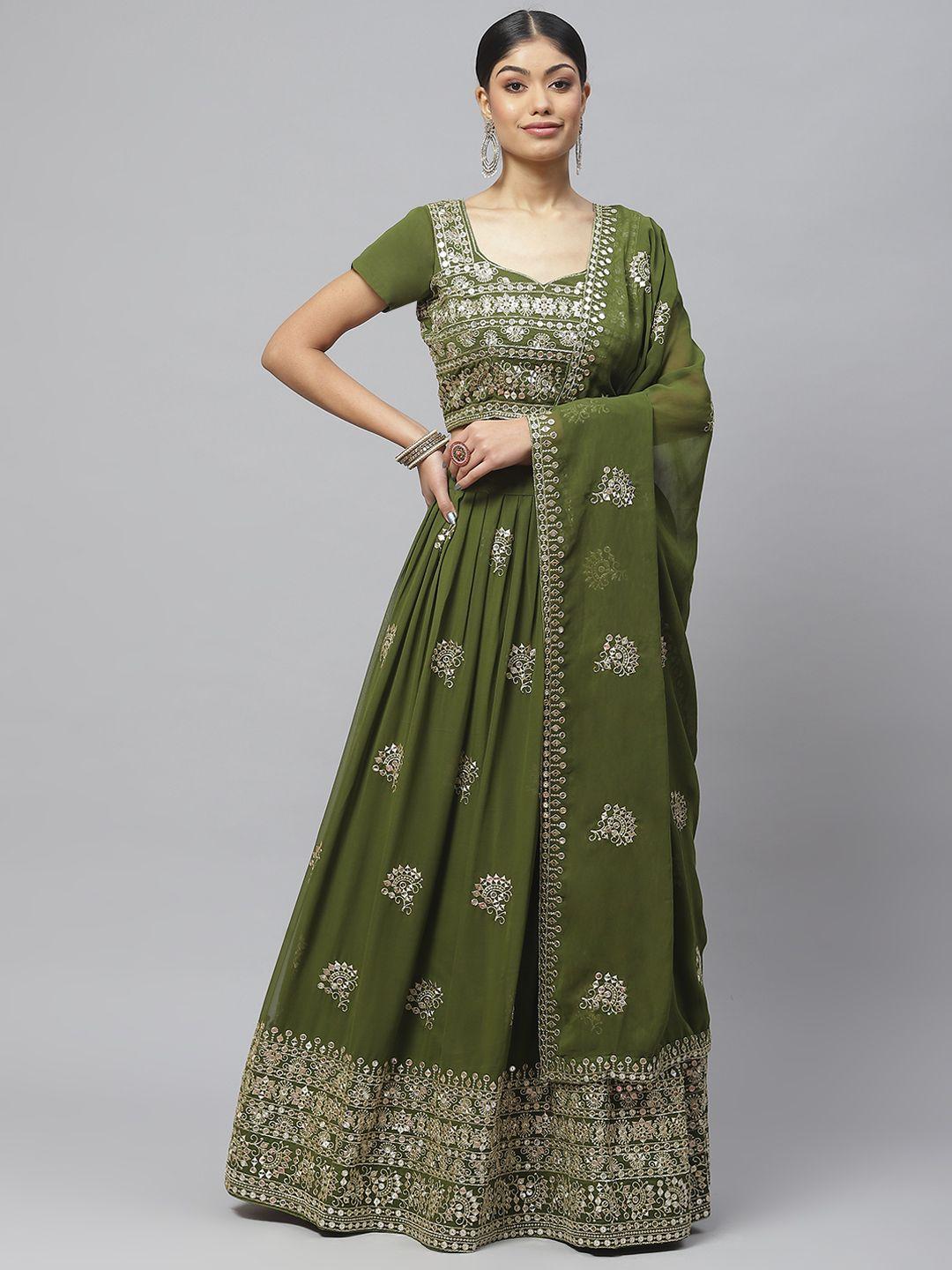 readiprint fashions embroidered sequinned lehenga & blouse with dupatta
