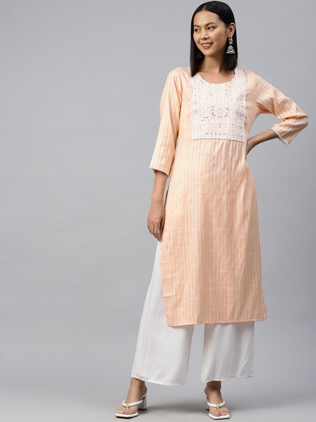 readiprint fashions ethnic motifs embroidered sequinned pure cotton kurta