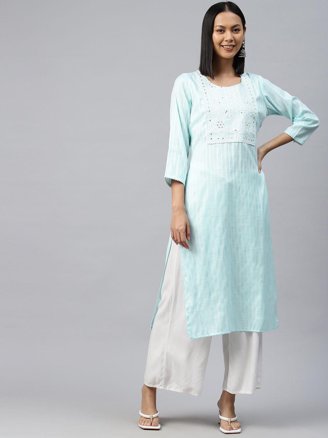 readiprint fashions ethnic motifs embroidered sequinned pure cotton kurta
