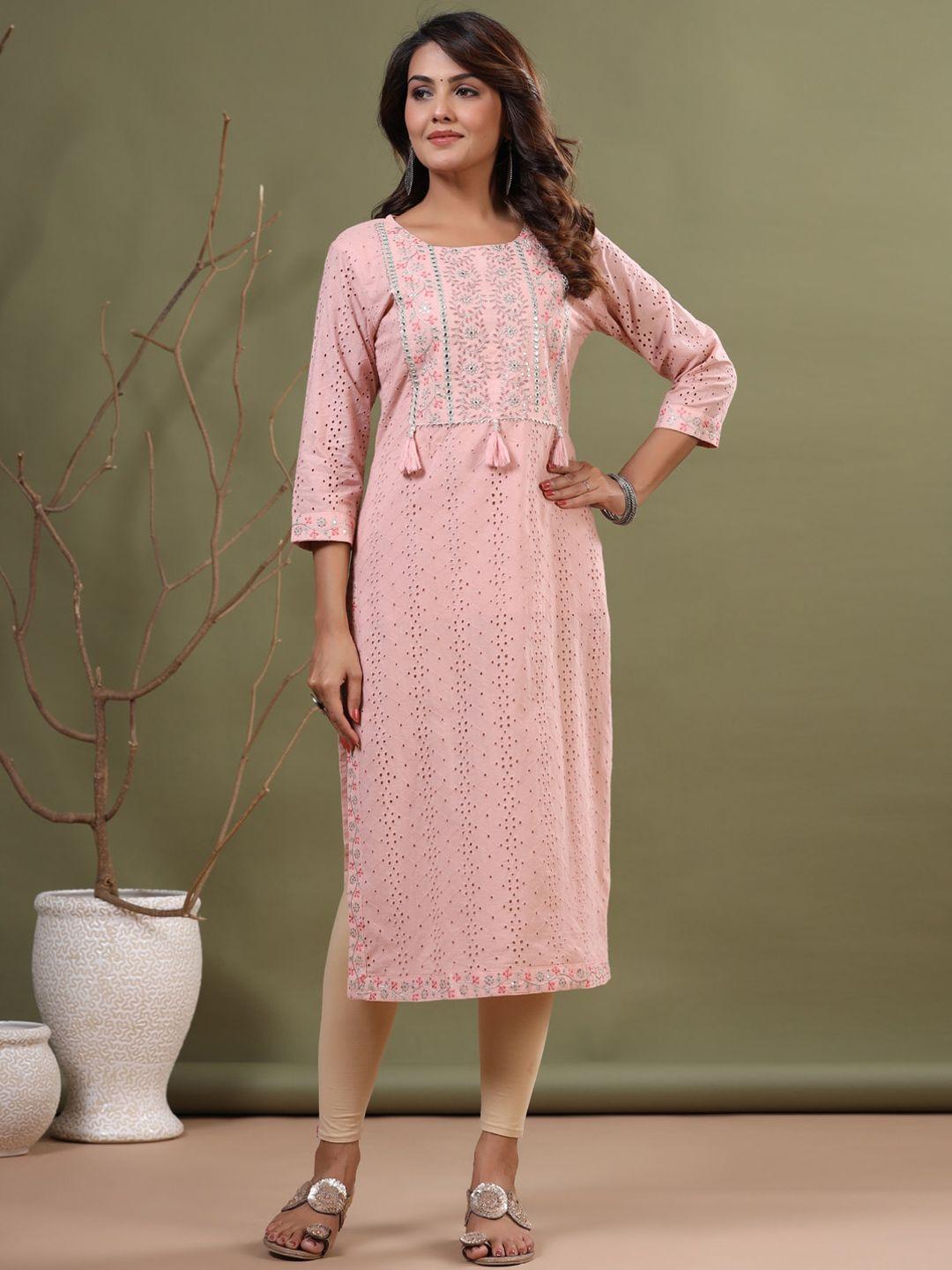 readiprint fashions ethnic motifs embroidered thread work pure cotton kurta