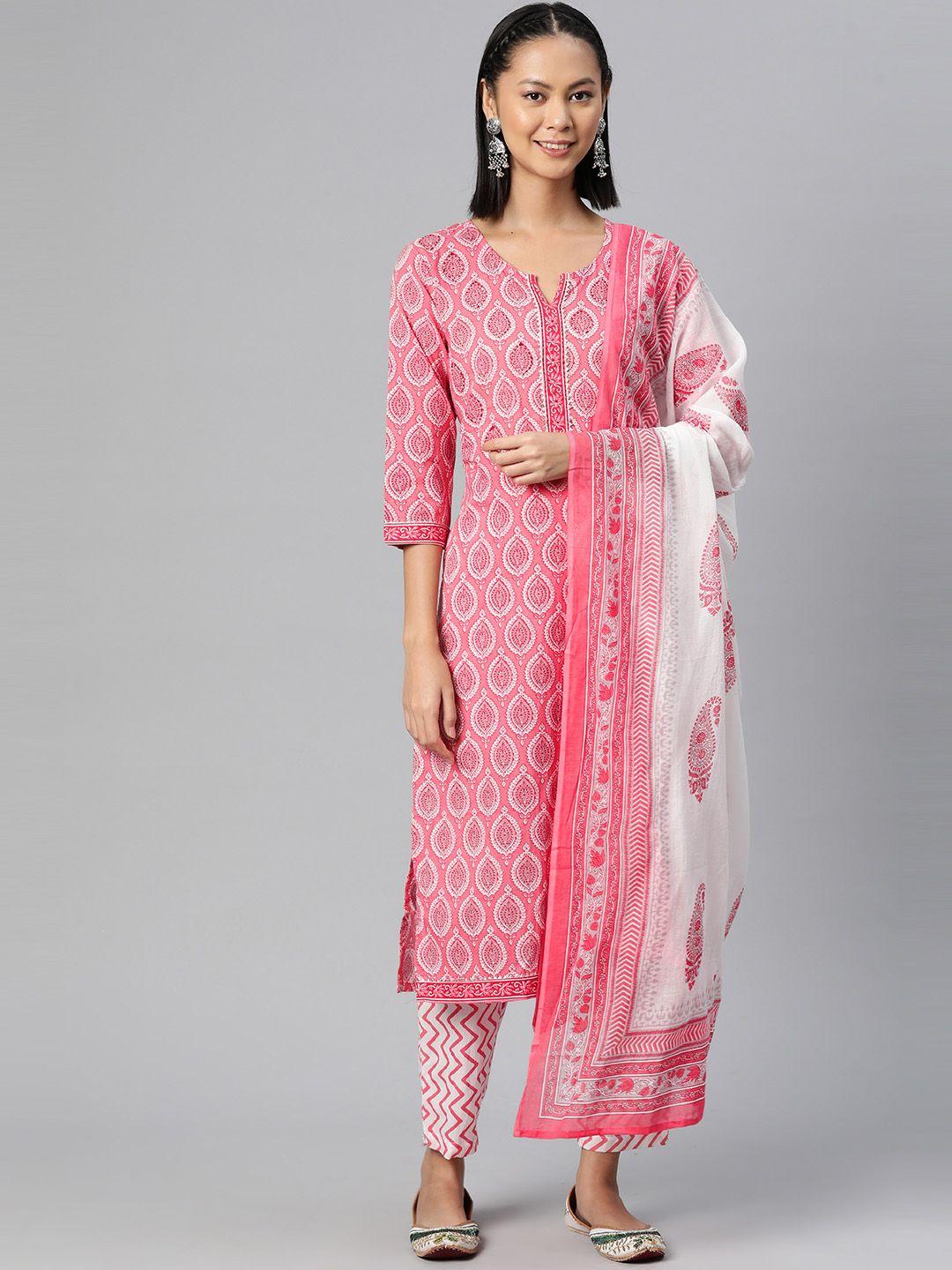 readiprint fashions ethnic motifs printed gotta patti cotton kurta with palazzos & dupatta