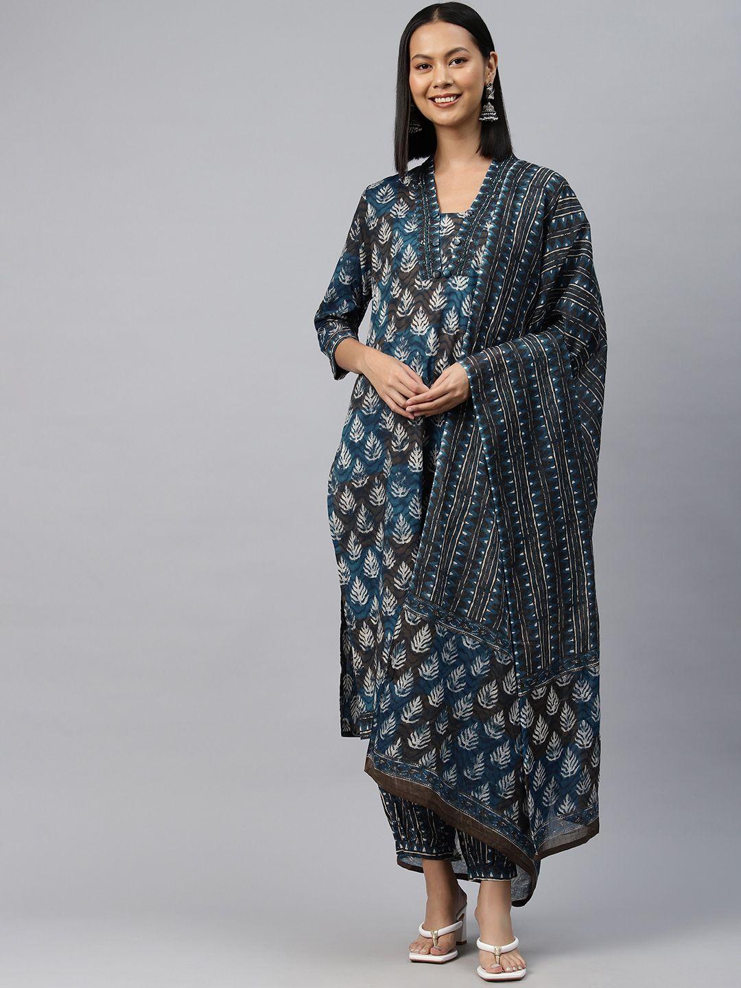 readiprint fashions ethnic motifs printed thread work pure cotton kurta set