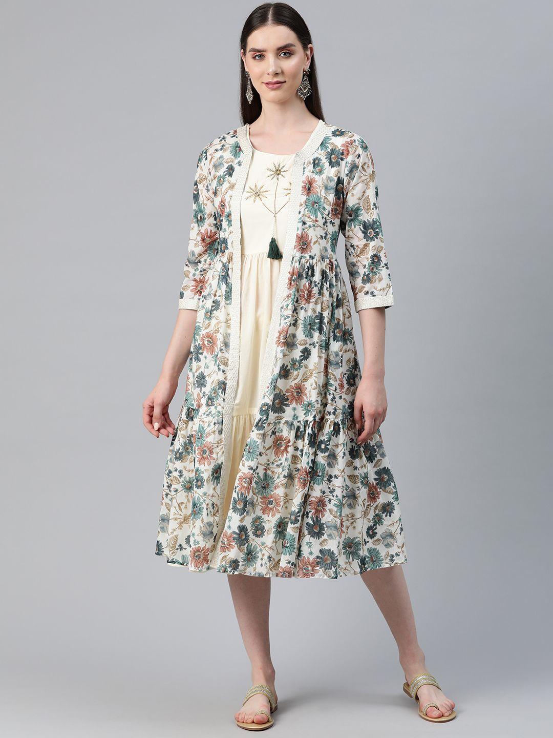 readiprint fashions floral embroidered fit & flare dress with jacket