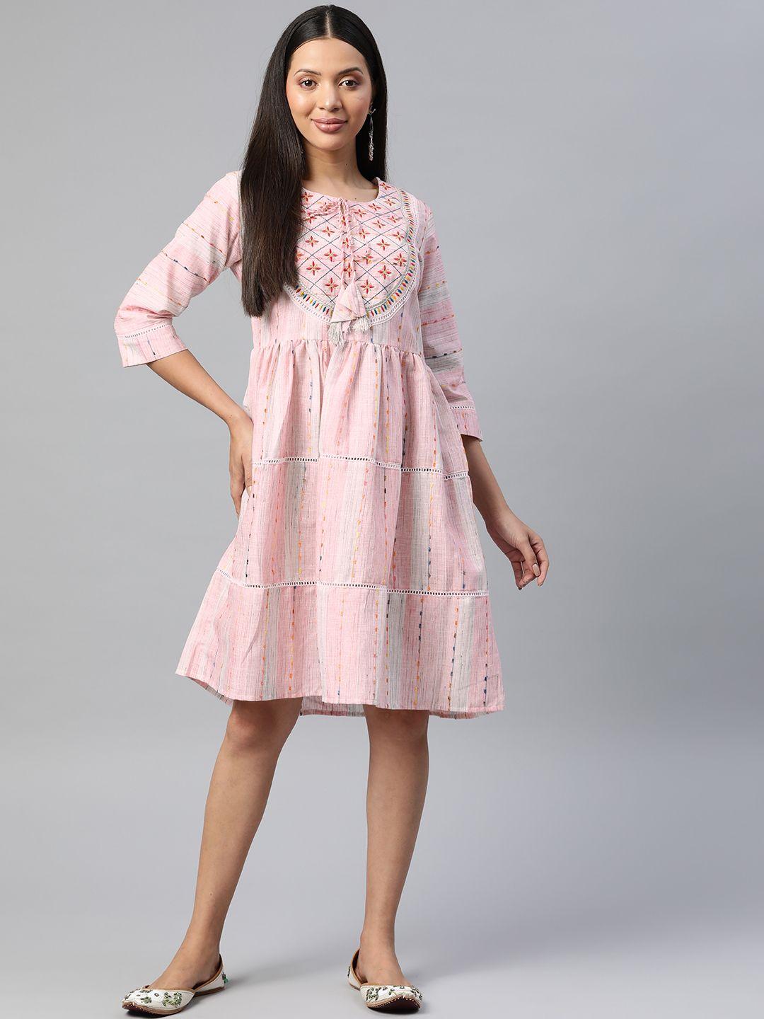 readiprint fashions floral embroidered fit & flare dress