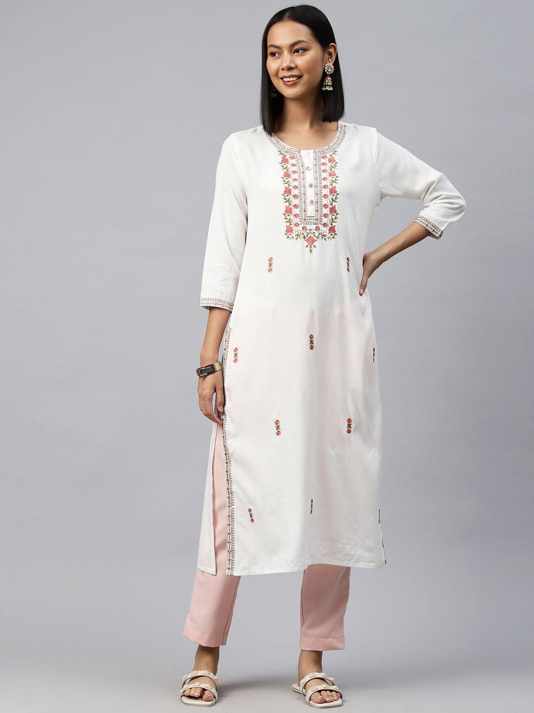 readiprint fashions floral embroidered mirror work kurta