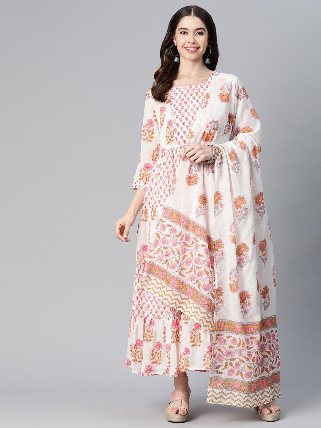 readiprint fashions floral ethnic maxi dress with dupatta