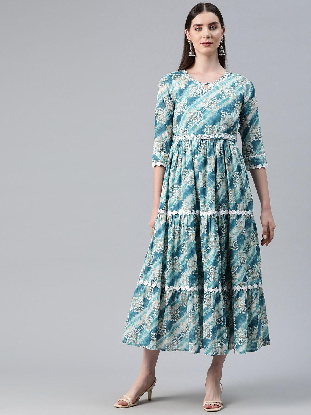 readiprint fashions floral print a-line tiered midi dress with embroidered  detail