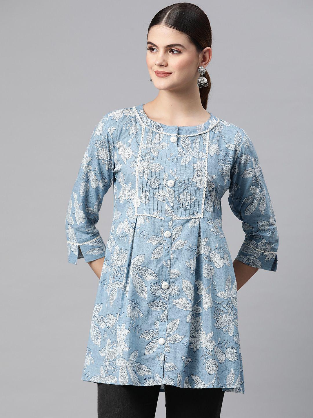 readiprint fashions floral print cotton longline ethnic top