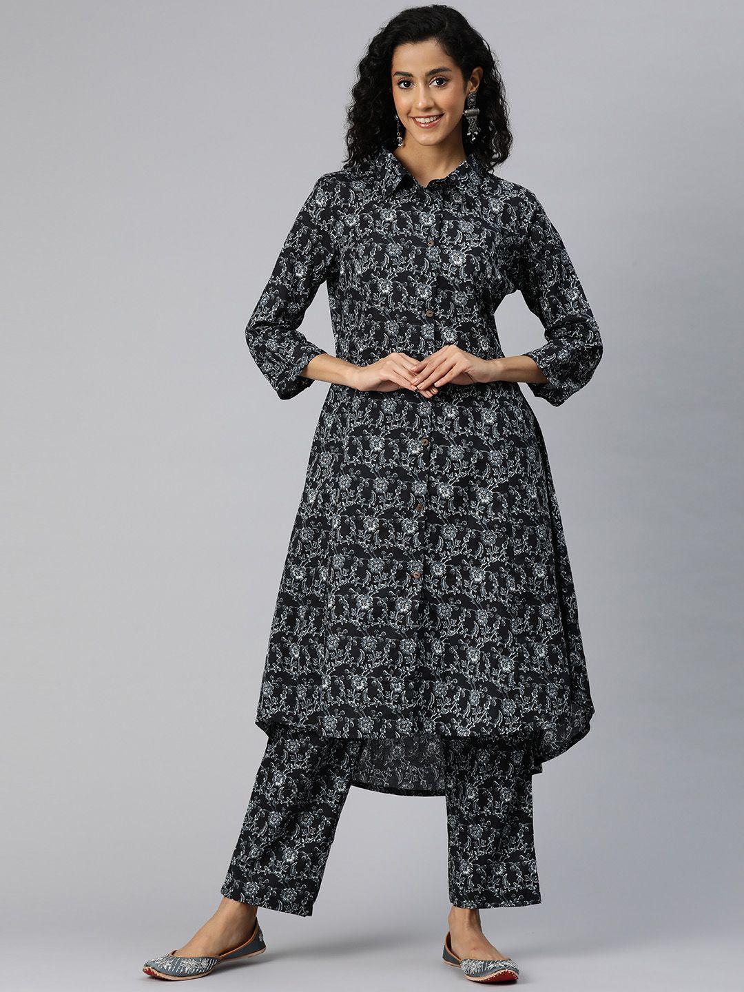 readiprint fashions floral printed pure cotton kurta with palazzos