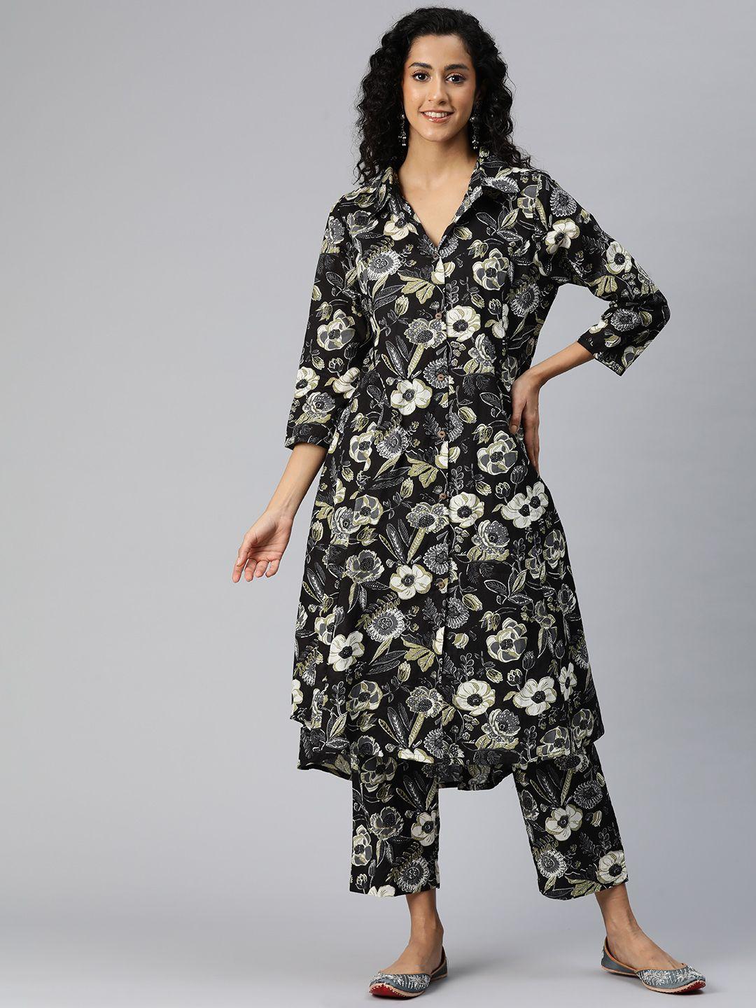 readiprint fashions floral printed pure cotton kurta with palazzos