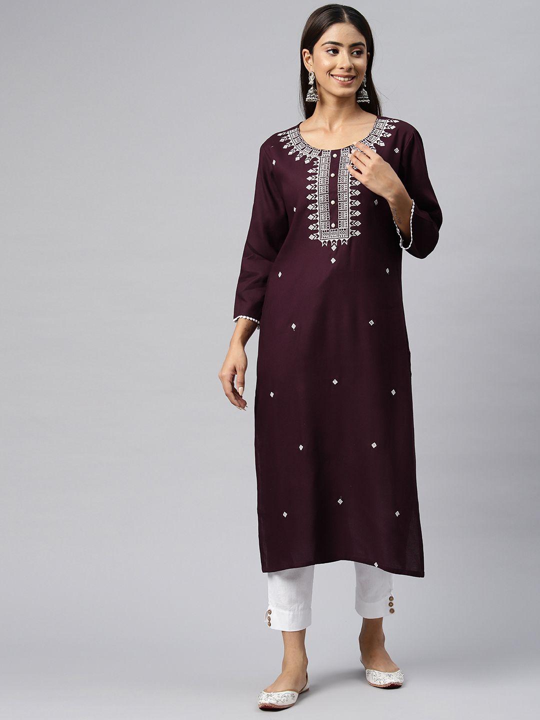 readiprint fashions geometric printed thread work kurta