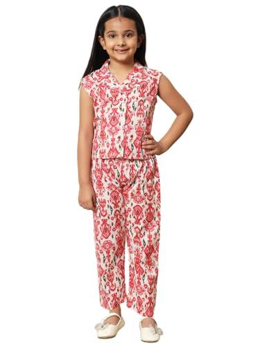 readiprint fashions girls straight style cotton fabric red color co-ord set (red_2-3y)