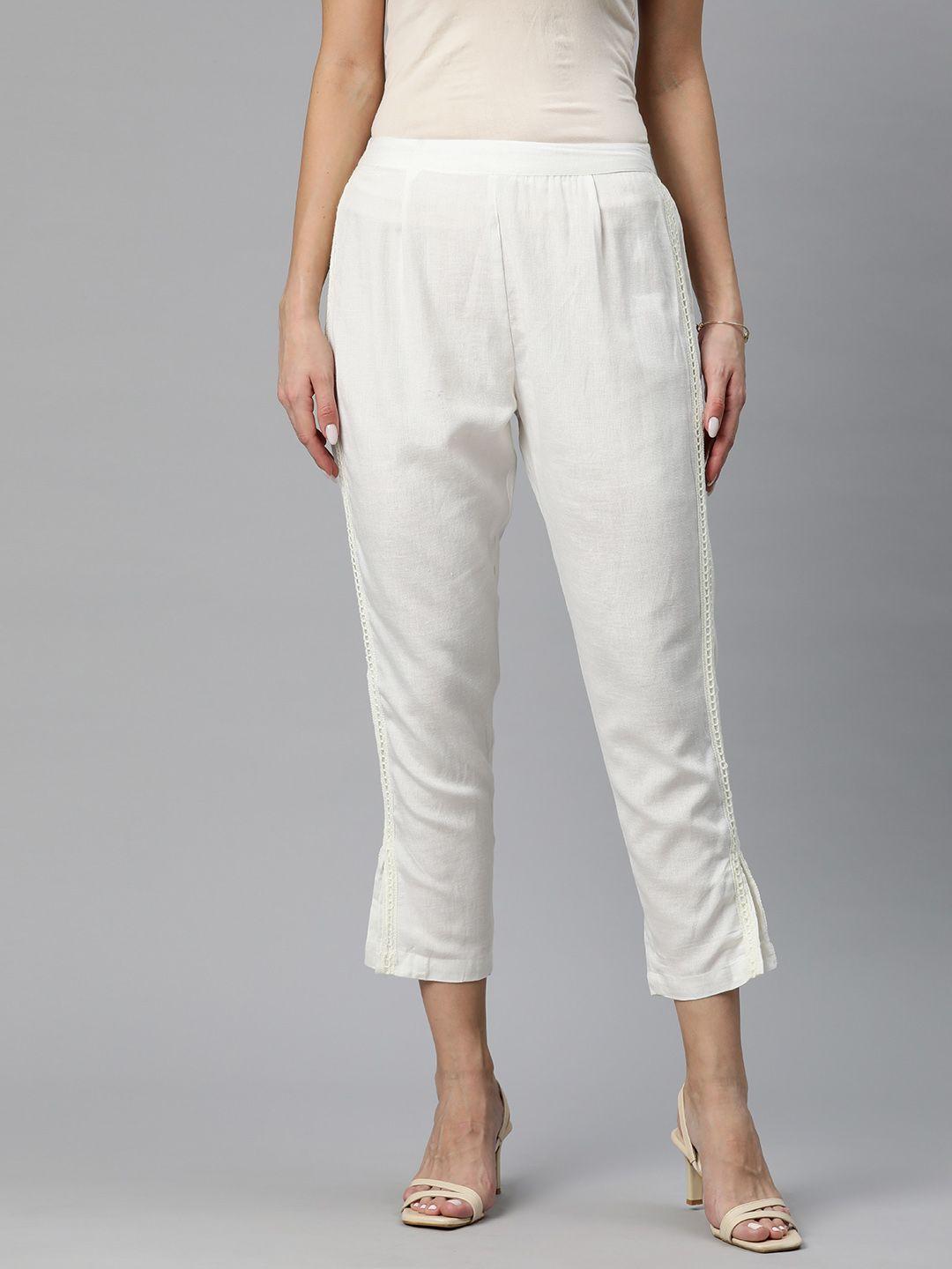 readiprint fashions high-rise pleated cropped trousers