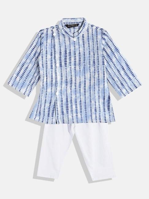 readiprint fashions kids blue & white striped full sleeves kurta with pyjamas
