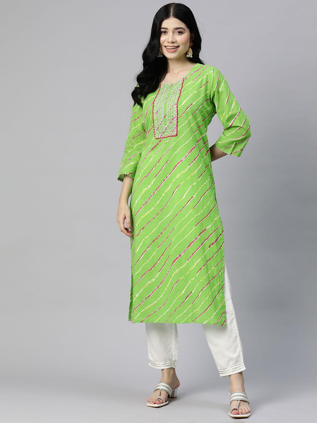 readiprint fashions leheriya printed zari pure cotton kurta