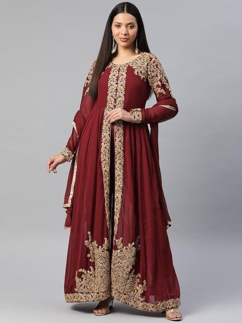 readiprint fashions maroon embroidered unstitiched dress material