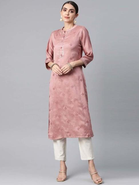 readiprint fashions mauve embroidered straight kurta