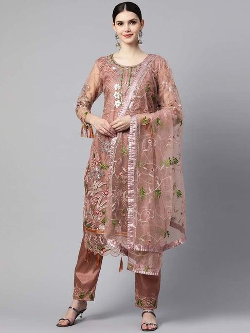 readiprint fashions mauve embroidered unstitched dress material