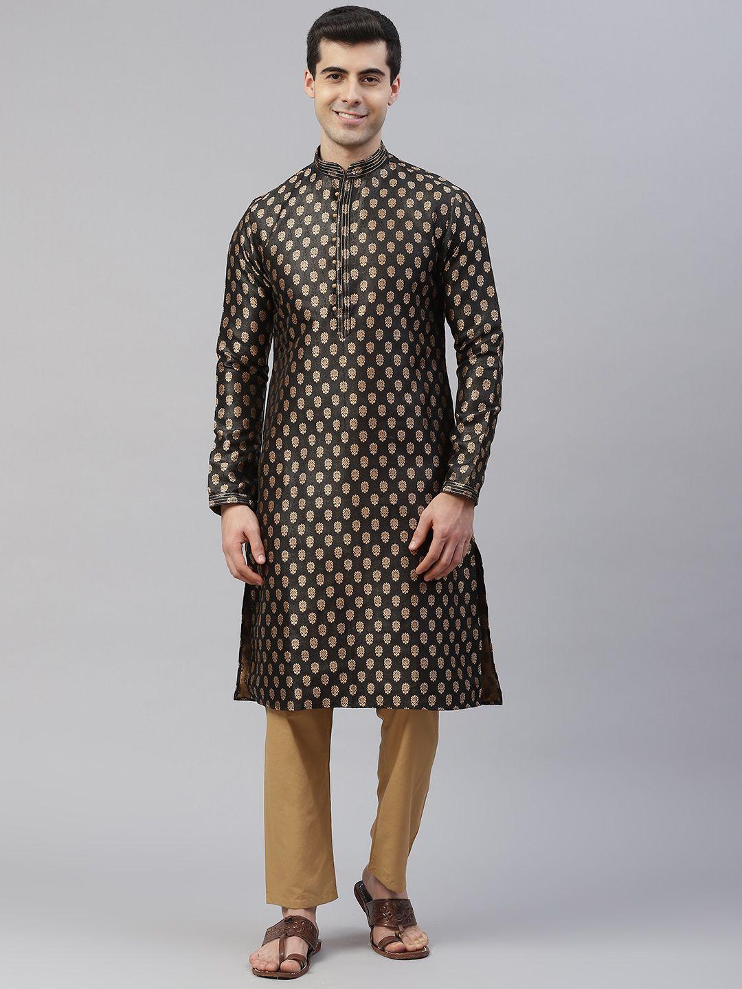 readiprint fashions men brown floral kurta with trousers