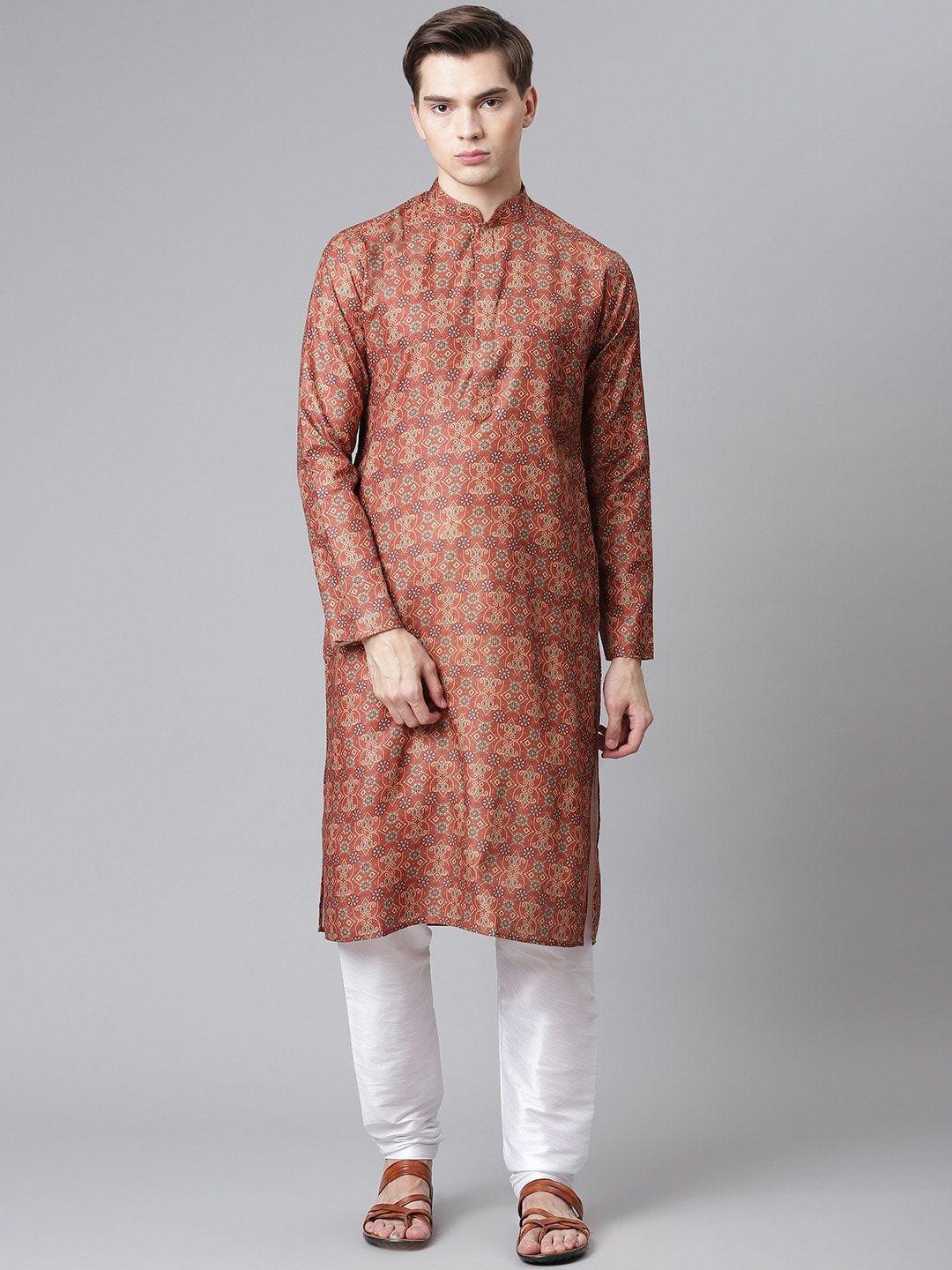 readiprint fashions men printed pure cotton kurta with churidar