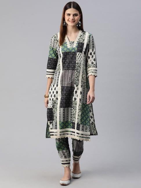 readiprint fashions multicolored cotton printed kurta pant set