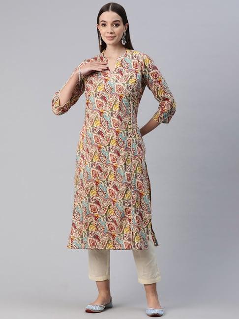 readiprint fashions multicolored cotton printed kurta pant set