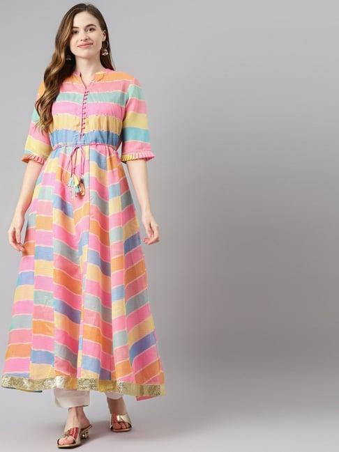 readiprint fashions multicolored embellished flared kurta