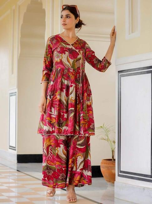 readiprint fashions multicolored floral print kurta sharara set