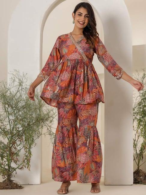 readiprint fashions multicolored floral print kurti sharara set