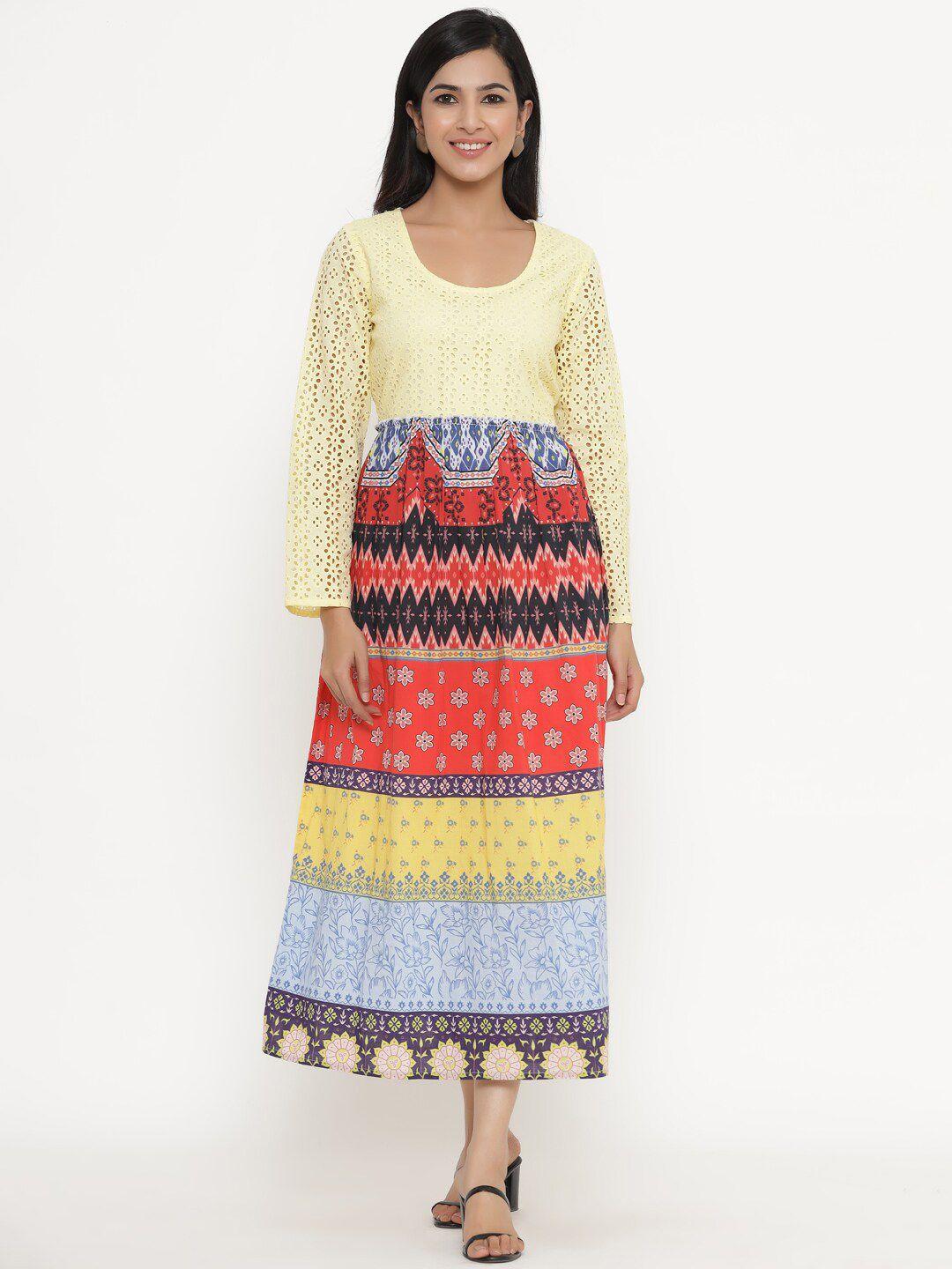 readiprint fashions multicoloured ethnic motifs printed a-line dress