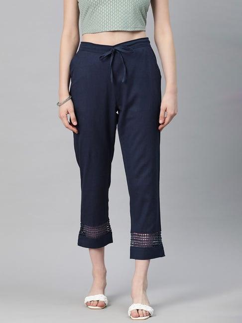 readiprint fashions navy cotton embroidered pants