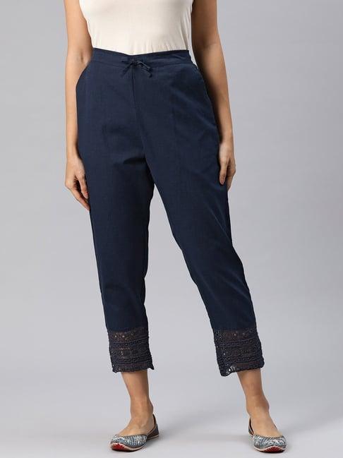 readiprint fashions navy cotton embroidered pants