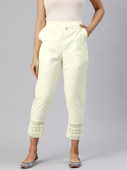 readiprint fashions off-white cotton embroidered pants