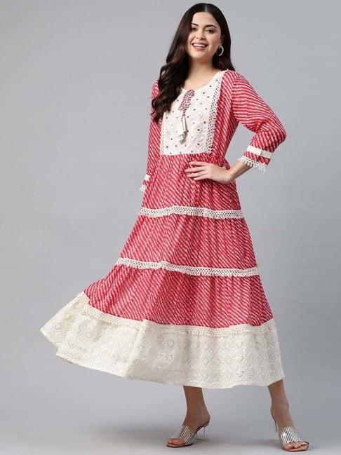 readiprint fashions pink cotton embroidered a-line gown