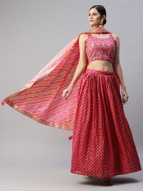 readiprint fashions pink embellished lehenga choli set with dupatta