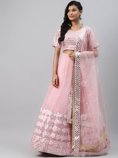 readiprint fashions pink embellished semi-stitched lehenga choli with dupatta