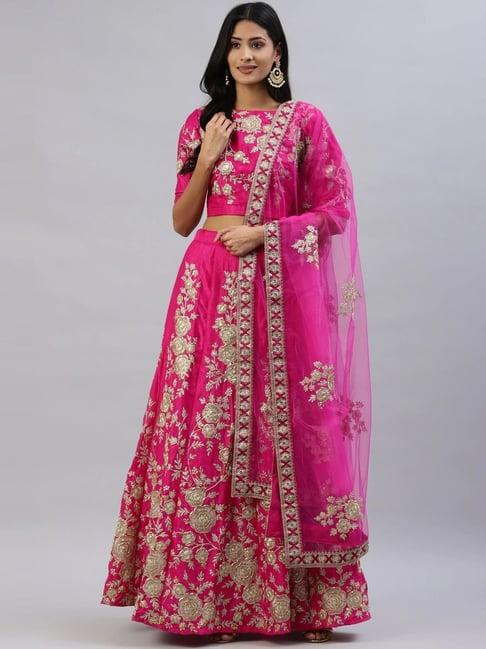 readiprint fashions pink embroidered lehenga choli set with dupatta