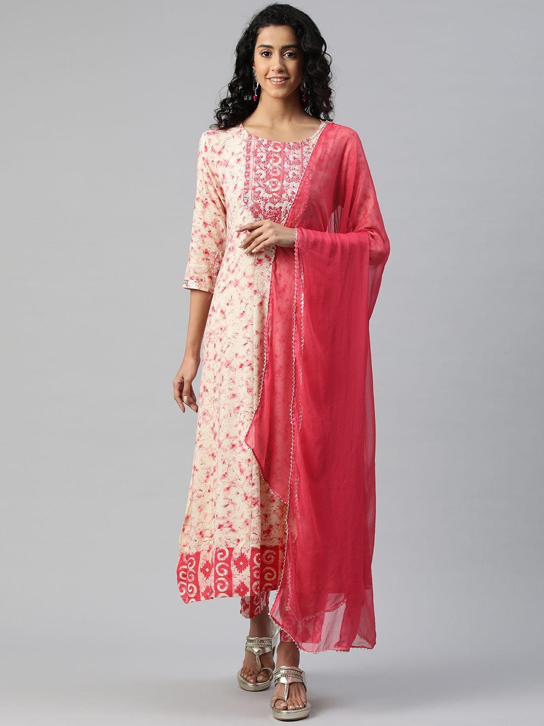 readiprint fashions printed regular gotta patti kurta with trousers & dupatta