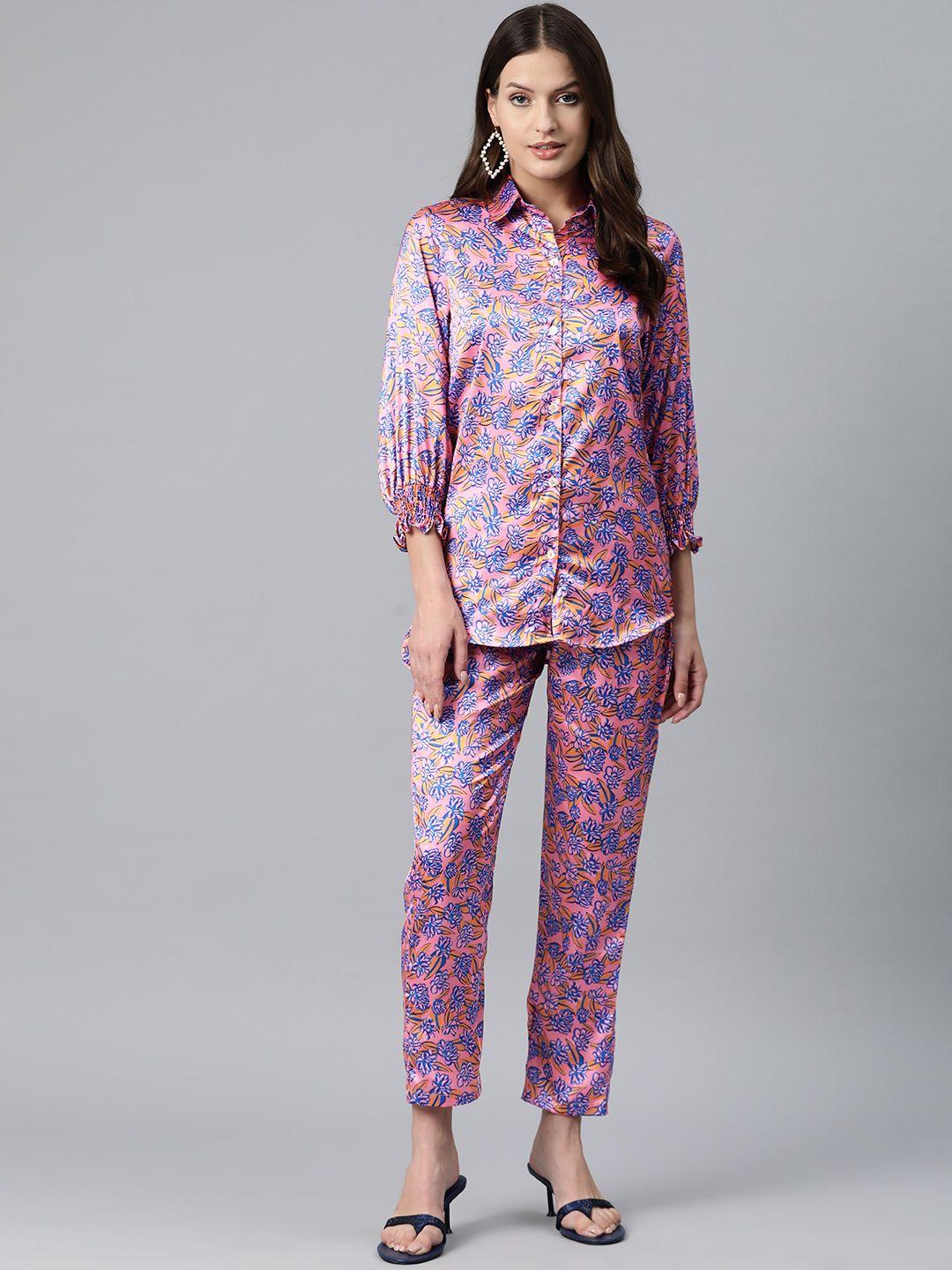 readiprint fashions printed satin longline shirt & trousers