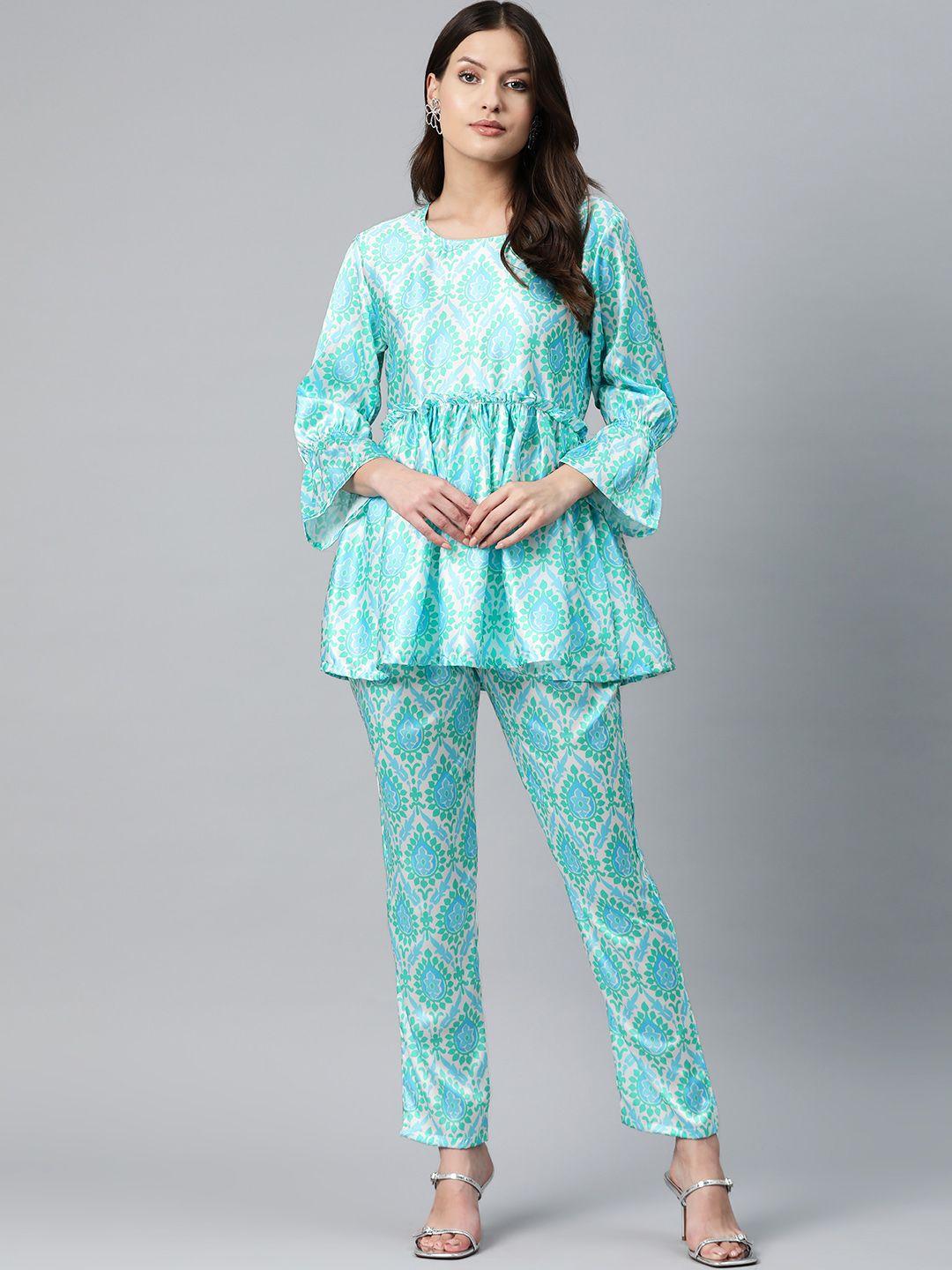 readiprint fashions printed satin top & trousers