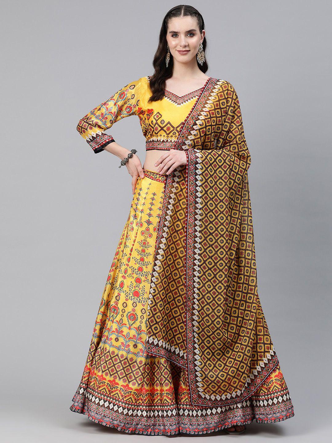 readiprint fashions printed stones-studded ready to wear lehenga & blouse with dupatta