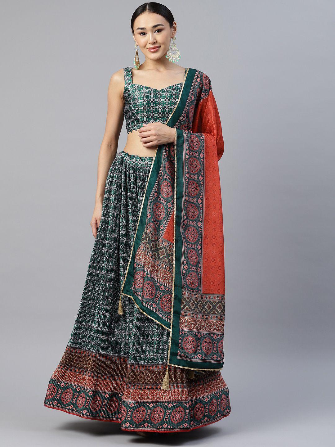 readiprint fashions printed unstitched lehenga & blouse with dupatta