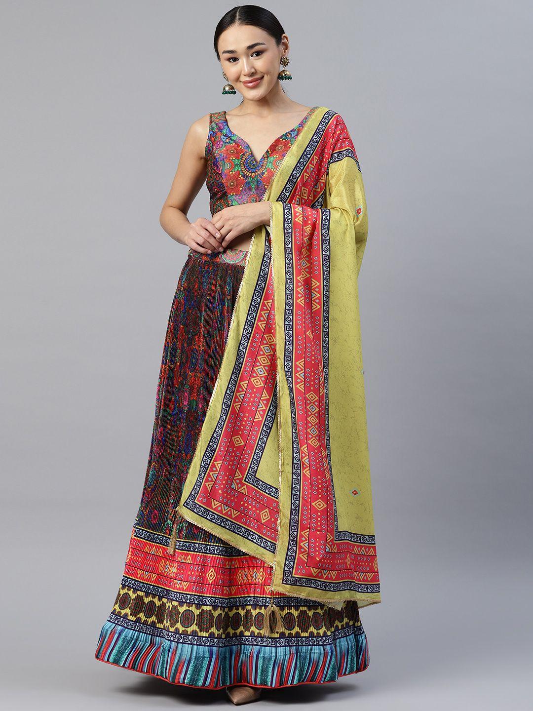 readiprint fashions printed unstitched lehenga & blouse with dupatta