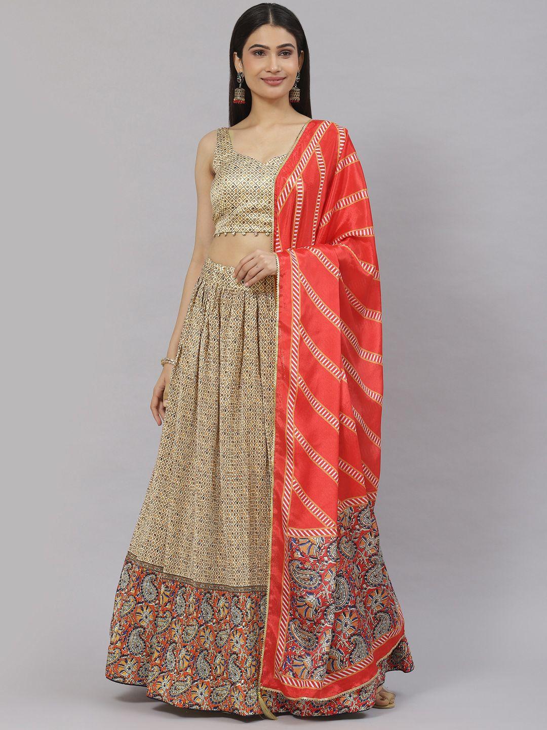 readiprint fashions printed unstitched lehenga & blouse with dupatta