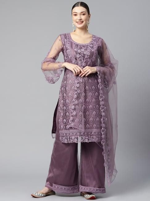 readiprint fashions purple embroidered unstitched dress material