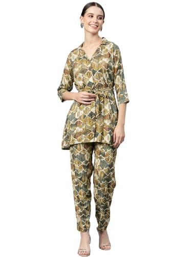 readiprint fashions shirt style rayon fabric co-ord set (blue_l)