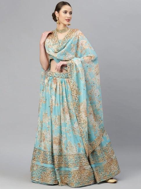 readiprint fashions sky blue embellished lehenga choli set with dupatta