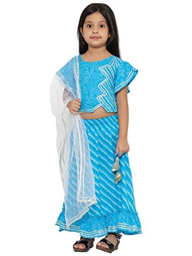 readiprint fashions straight style blue color cotton fabric choli and lehenga with white color dupatta | 1802922-30