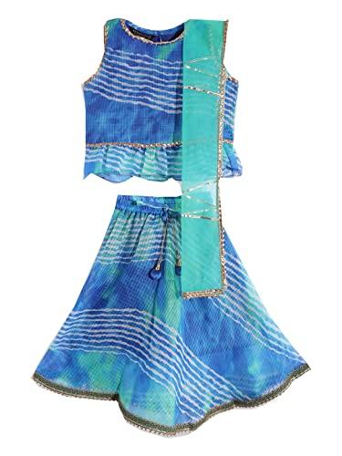 readiprint fashions straight style blue color kota doria fabric printed choli with lehenga and dupatta | 1820996-26