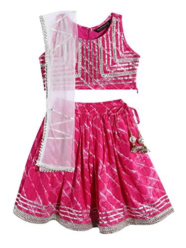 readiprint fashions straight style cotton fabric magenta color printed choli and lehenga with dupatta-(0-1y)